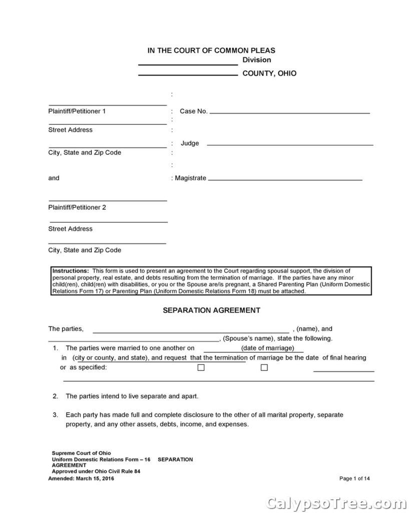 Separation Agreement Template 29