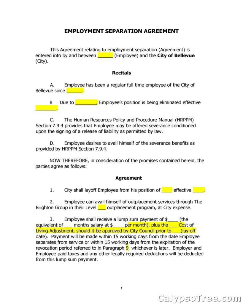 Separation Agreement Template 38