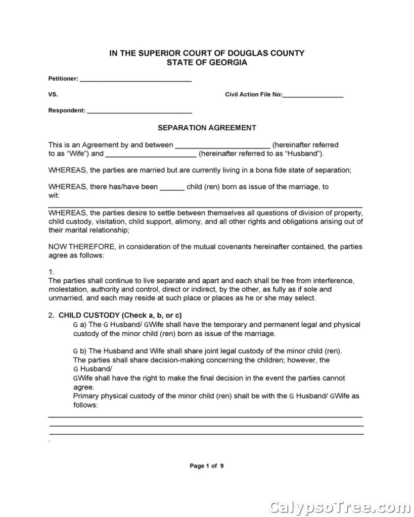 Separation Agreement Template 39