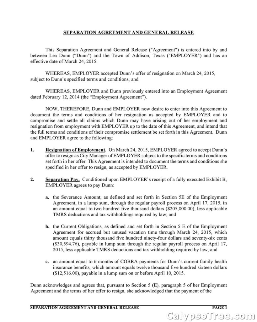 Separation Agreement Template 40