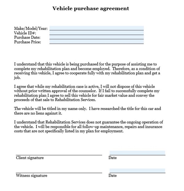 Vehicle Purchase Agreement PDF Vehicle Purchase Agreement PDF