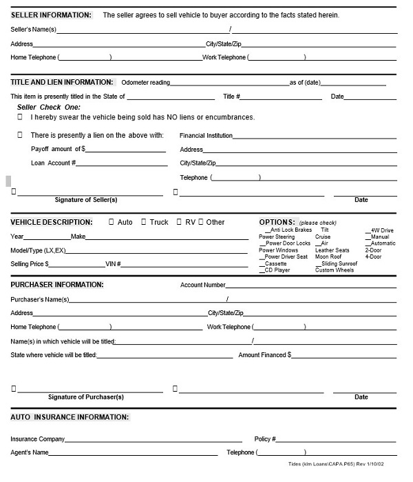 Vehicle Purchase Agreement Template Word Vehicle Purchase Agreement Template Word