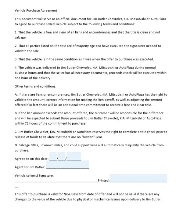 Vehicle Purchase Agreement Vehicle Purchase Agreement
