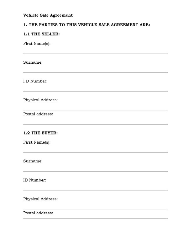 Vehicle Sales Agreement