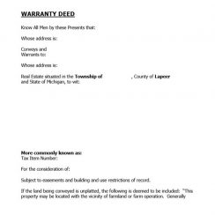 Warranty Deed Form