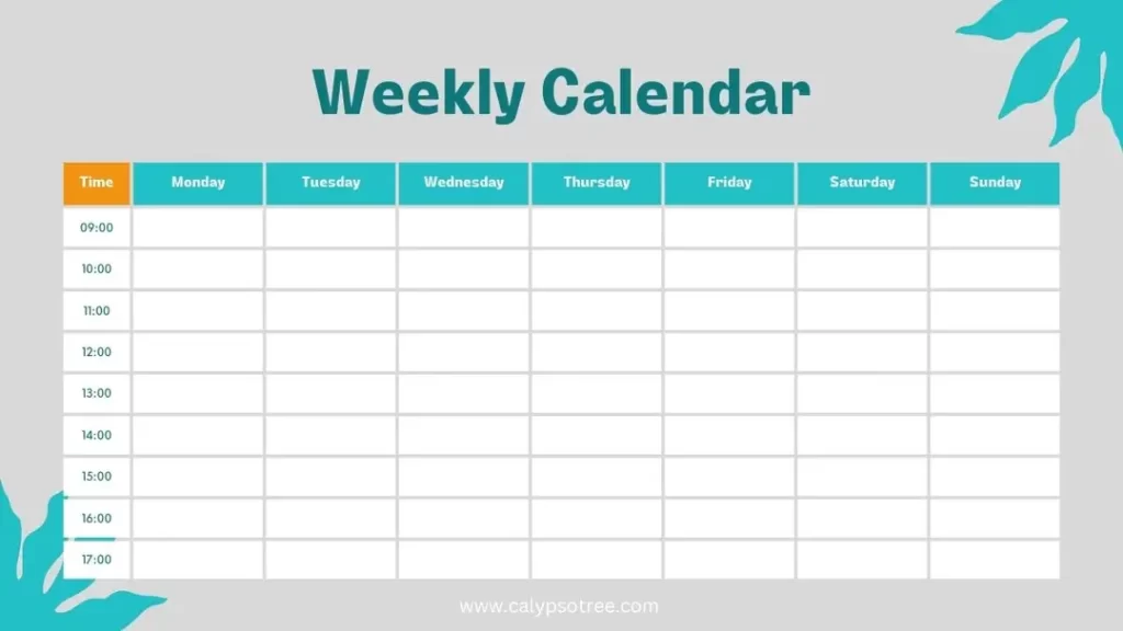 Weekly Calendar Template With Times 01