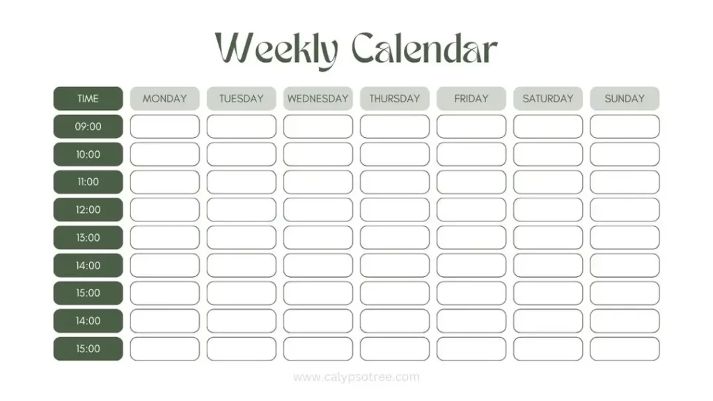 Weekly Calendar Template With Times 06