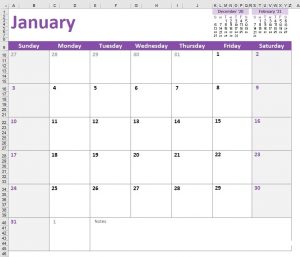 calendar template excel