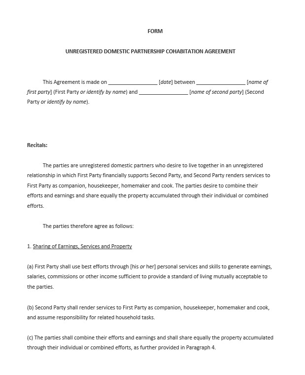 cohabitation agreement forms cohabitation agreement forms