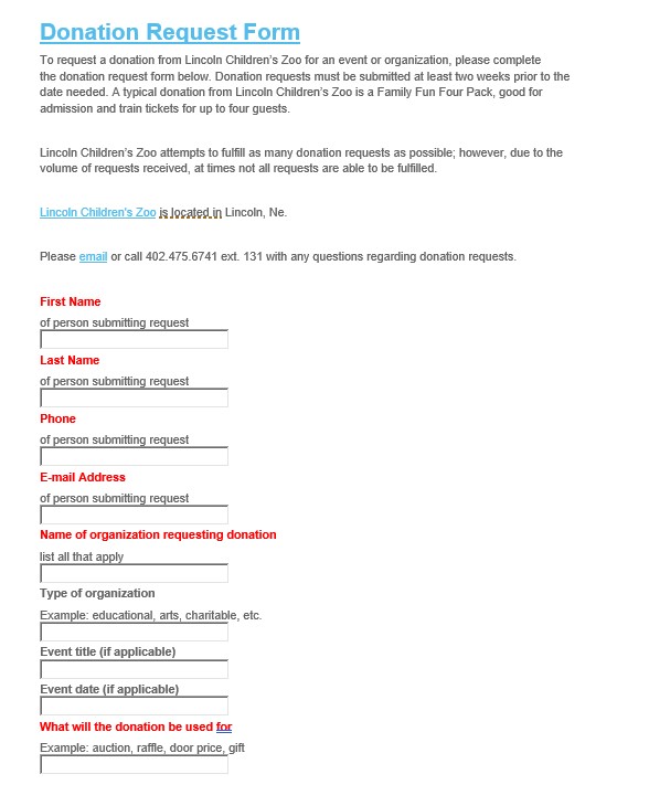 donation request form example