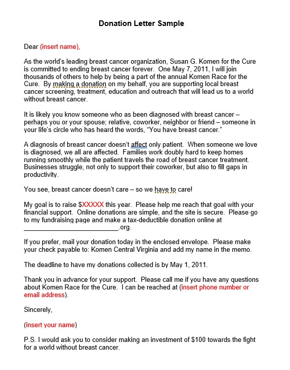 donation request letter sample