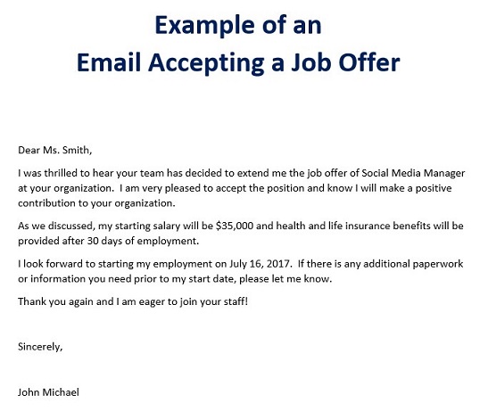 email accepting job offer