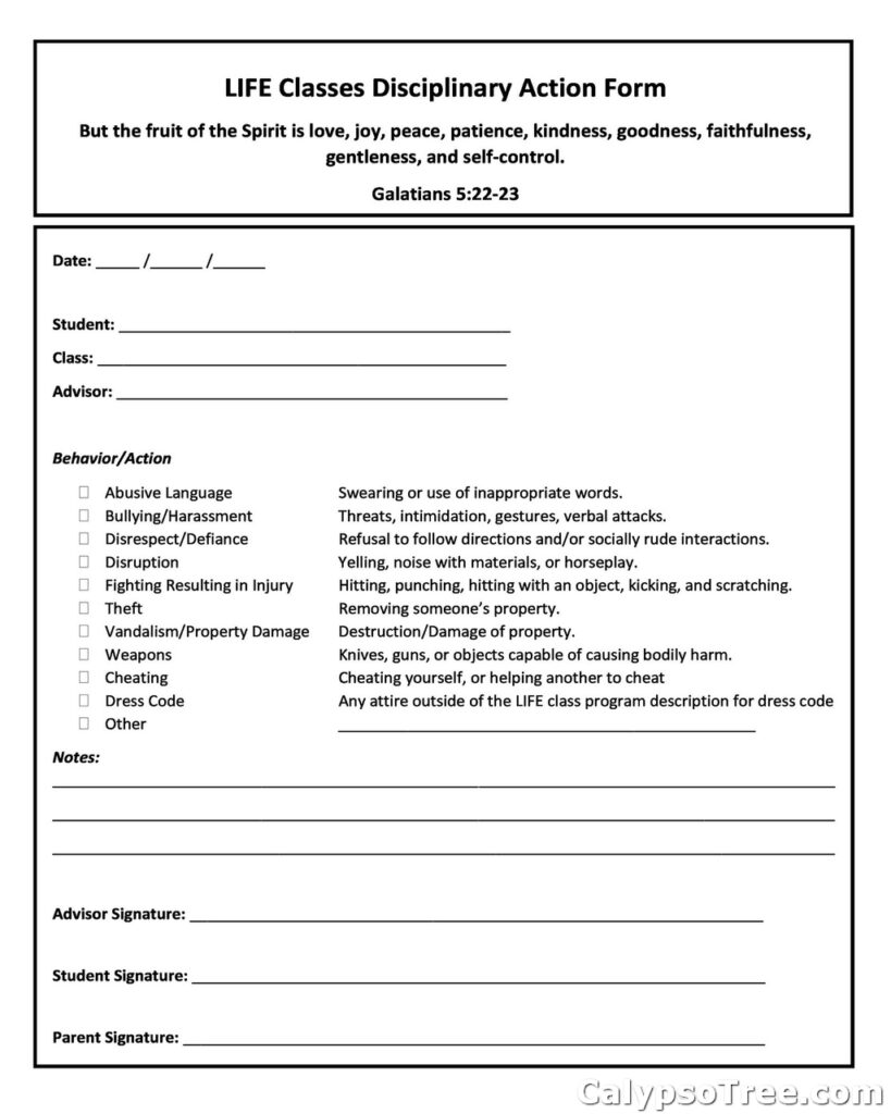 employee write up form example 09
