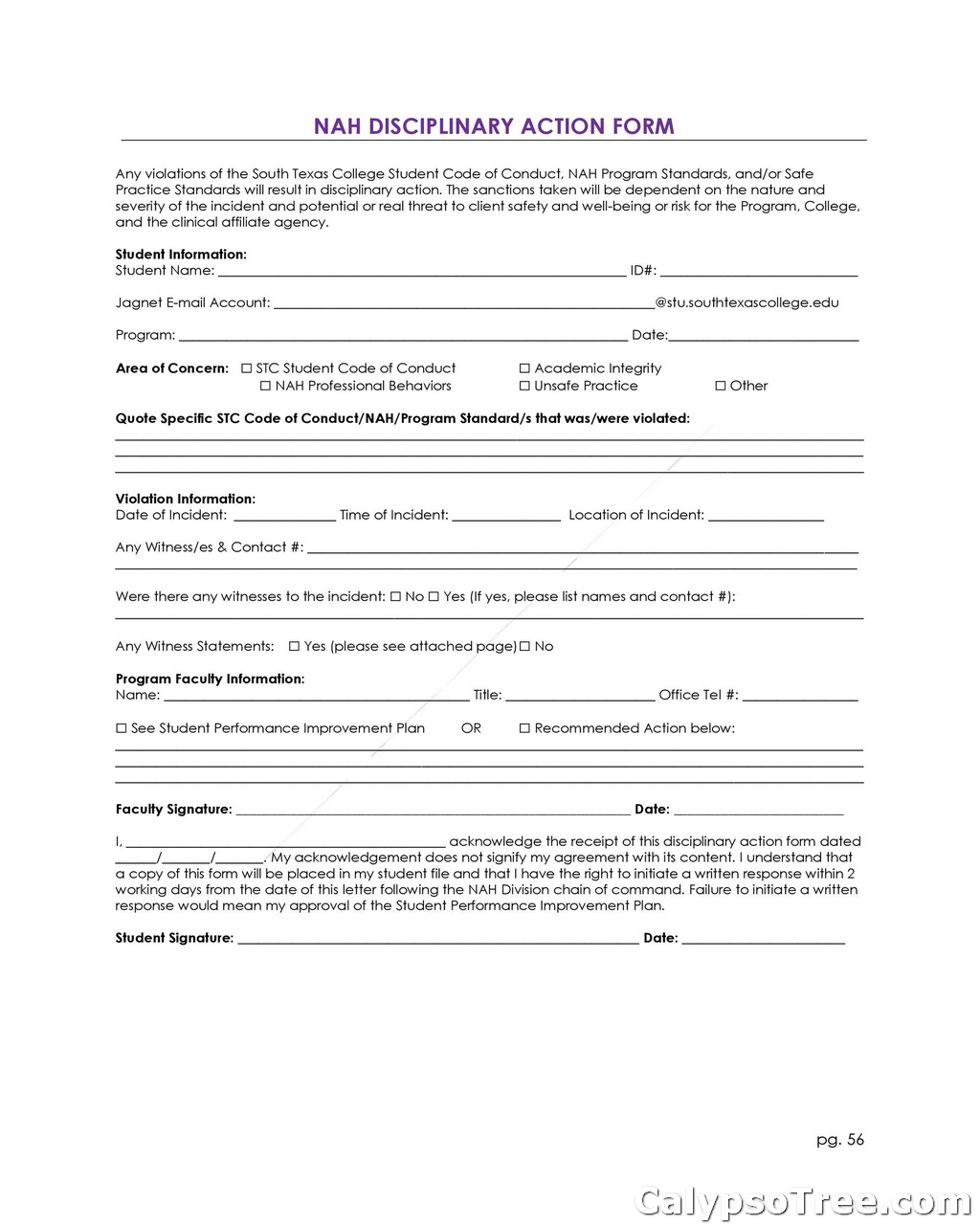 employee write up form printable 04