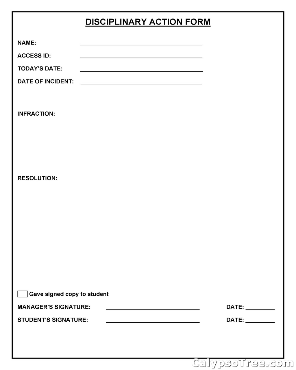 employee write up form printable 06