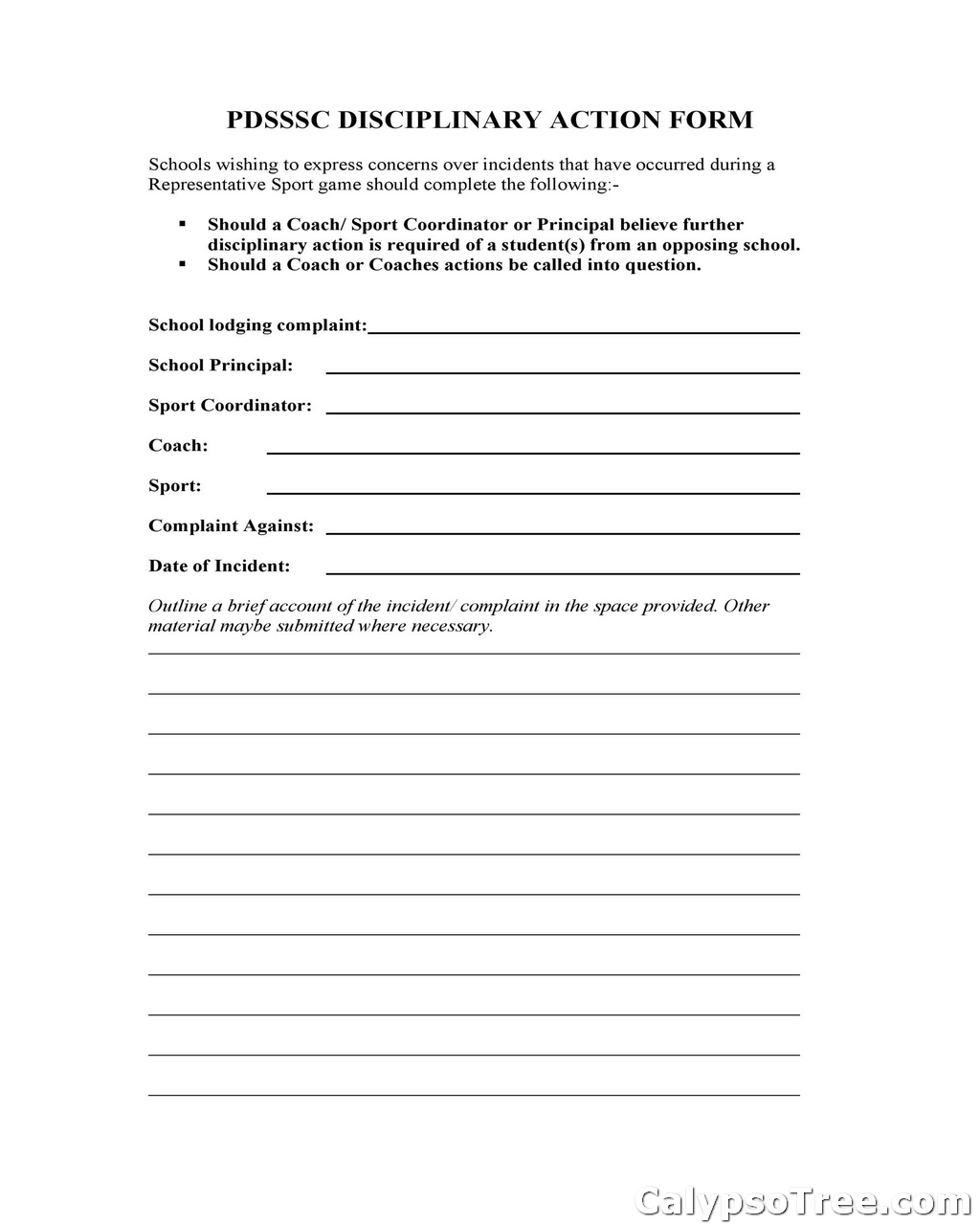 employee write up form printable 11