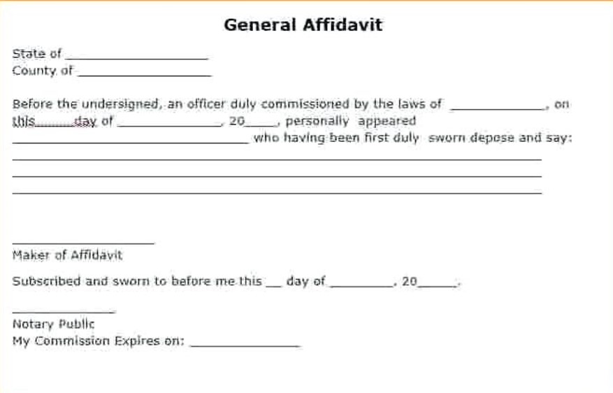 general affidavit sample