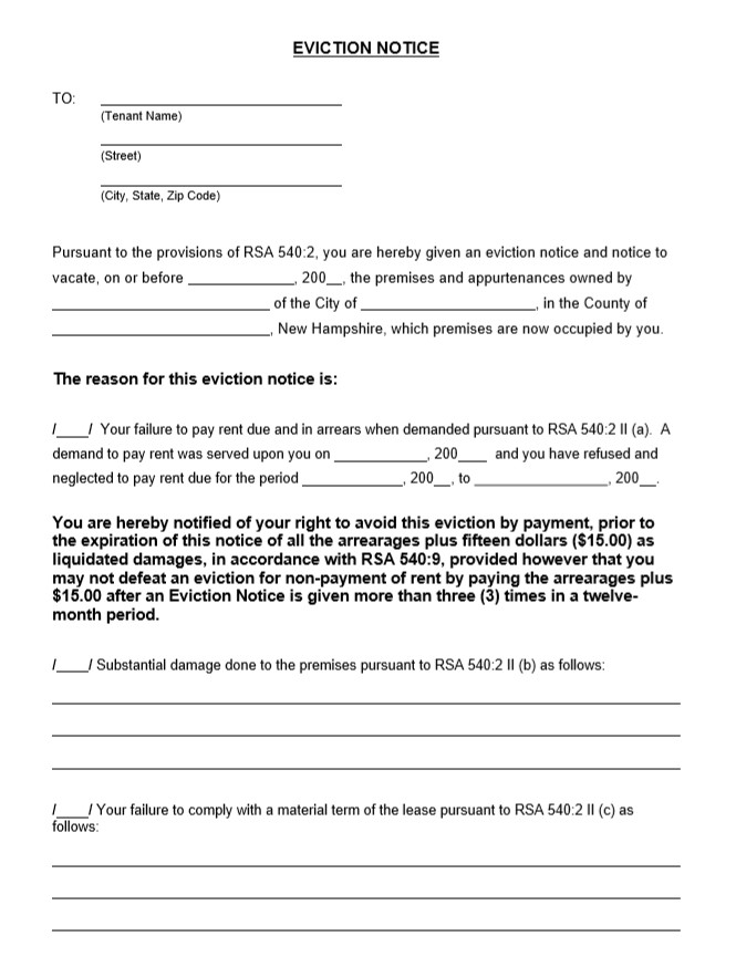 generic eviction notice form