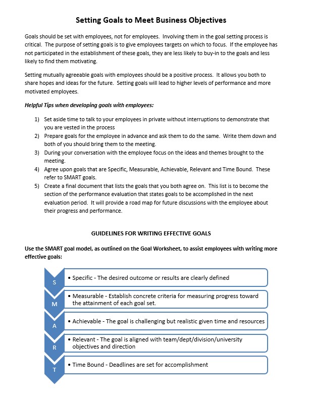 goal setting worksheet word document