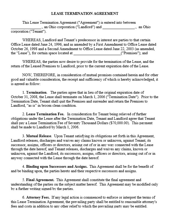 lease termination agreement
