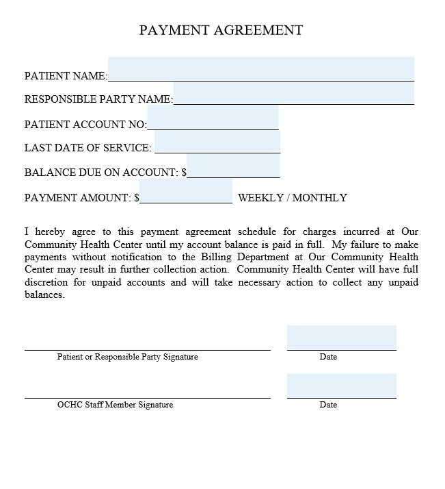 payment agreement - payment agreement template word