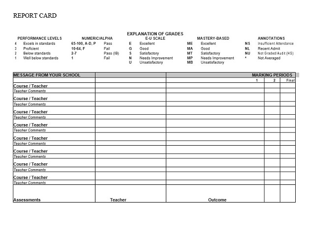 report card pdf