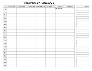 weekly calendar template 1