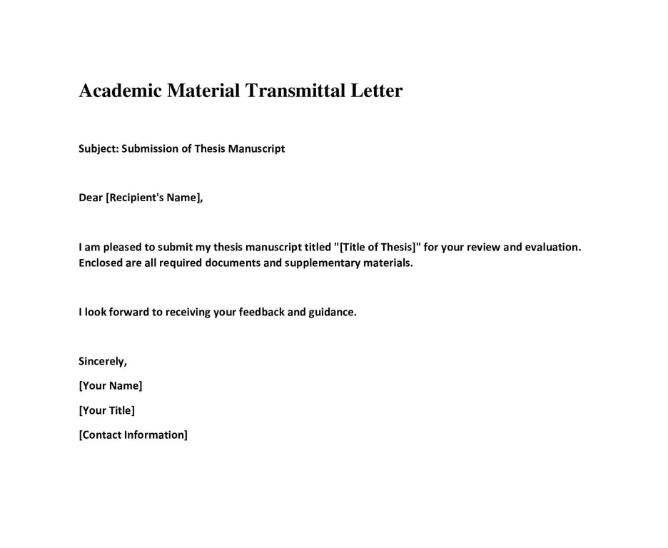 Academic Material Transmittal Letter