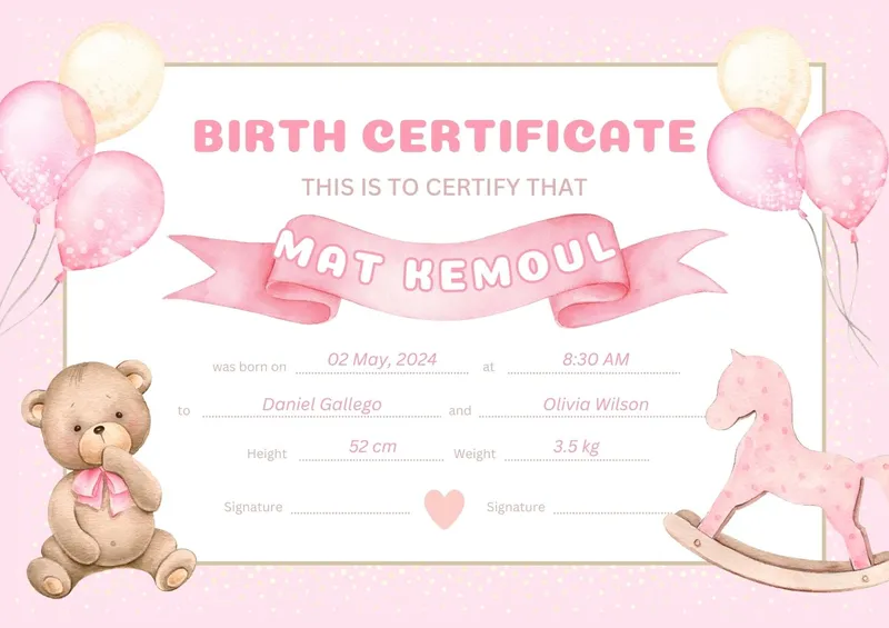 Animated or 3D Birth Certificate Templates