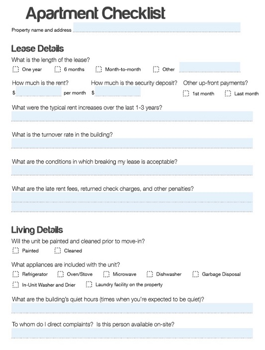 Apartment Checklist PDF