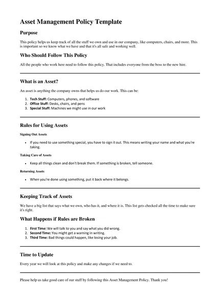 Asset Management Policy Template