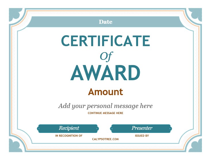 Award Certificate Templates Word