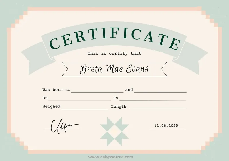 Basic and Minimalist Birth Certificate Templates