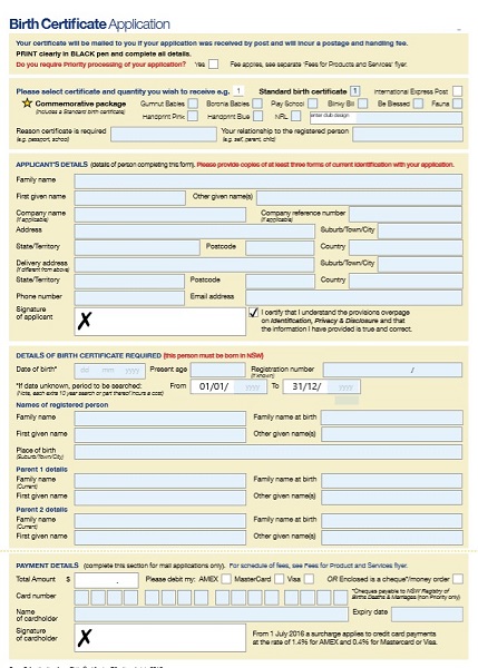 Birth Certificate Application