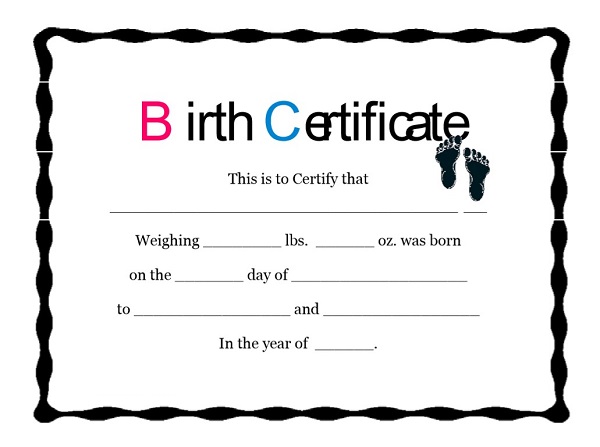 Birth Certificate Printable
