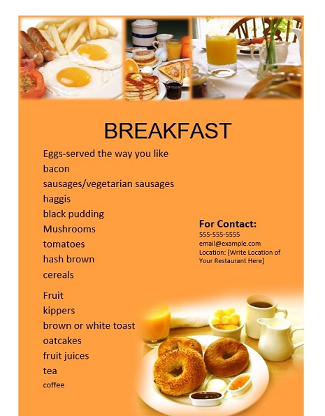 Breakfast menu template
