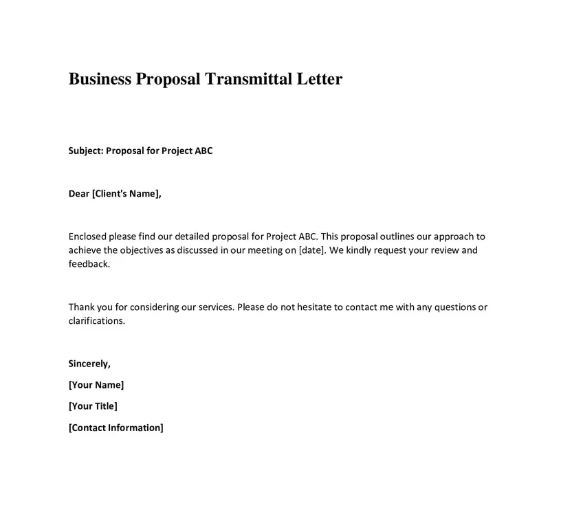 Business Proposal Transmittal Letter