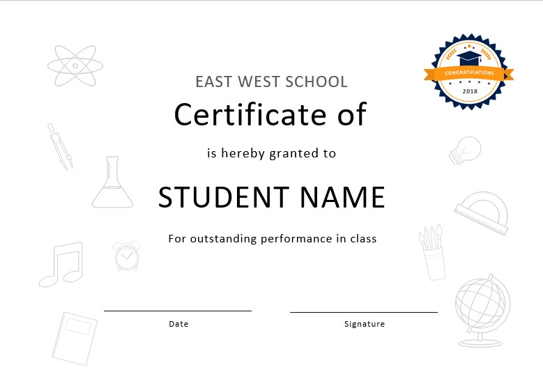 Certificate of Appreciation for Students