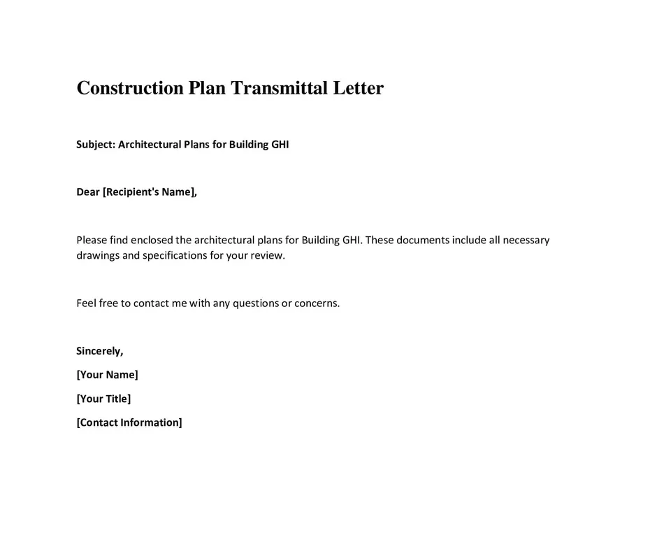 Construction Plan Transmittal Letter