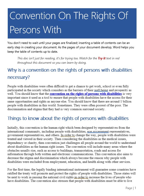 Convention On The Rights Of Persons With Disabilities