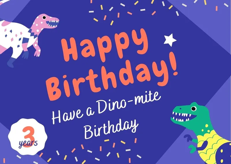 Dinosaur Birthday Card Template