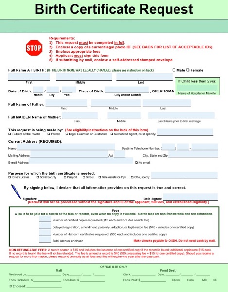 Downloadable Birth Certificate