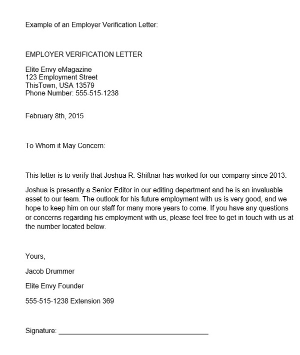 Employment letter format in word