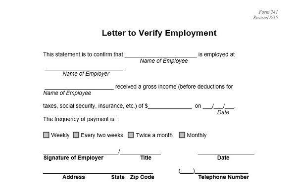 Employment verification letter