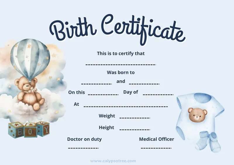 Fantasy and Themed Birth Certificate Templates