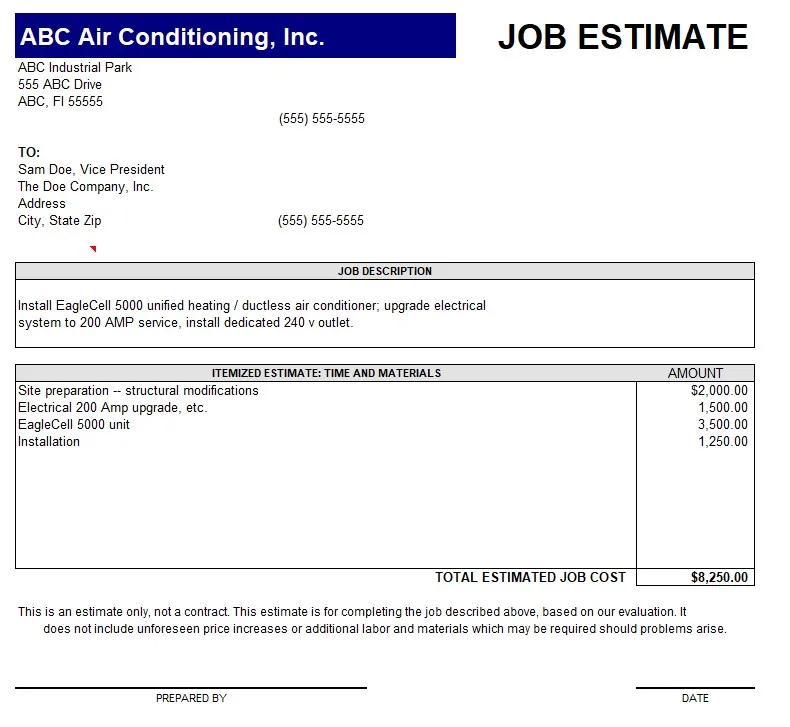 Free Estimate Template Forms 04