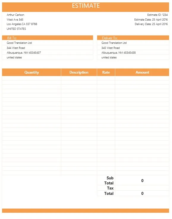 Free Estimate Template Forms 09