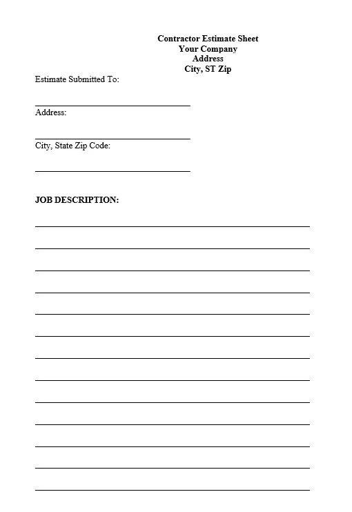 Free Estimate Template Forms 11
