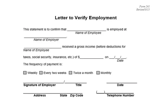 Free Examples of Proof of Employment Letters