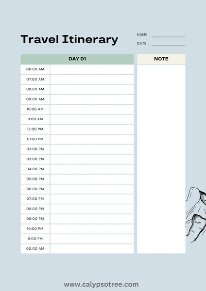 trip itinerary template excel